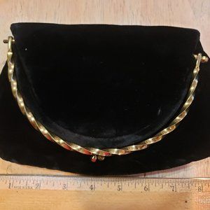 Vintage Garay Black Folded Handbag with Metal Handle